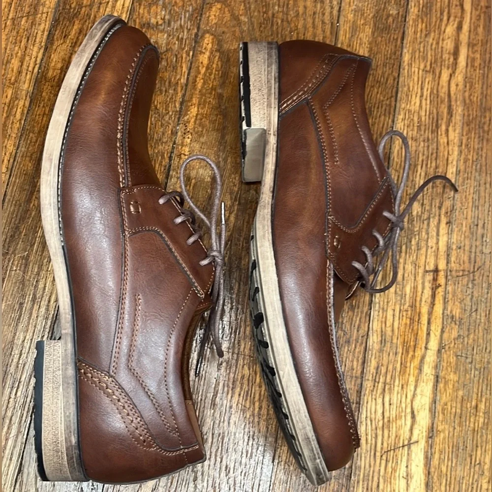 St. John’s Bay dress shoes brown oxford faux leather 12 preppy normcore office